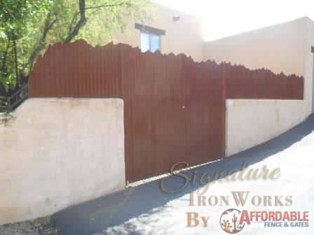 Corrugated Steel Fence with Mountain Top Design | Metal Fence | Rusted Corrugated Metal Fence