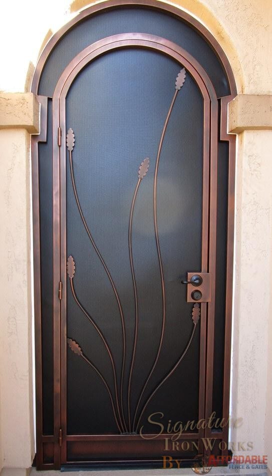 Security door with ocotillo and arched top 6022 E - Made in Tucson